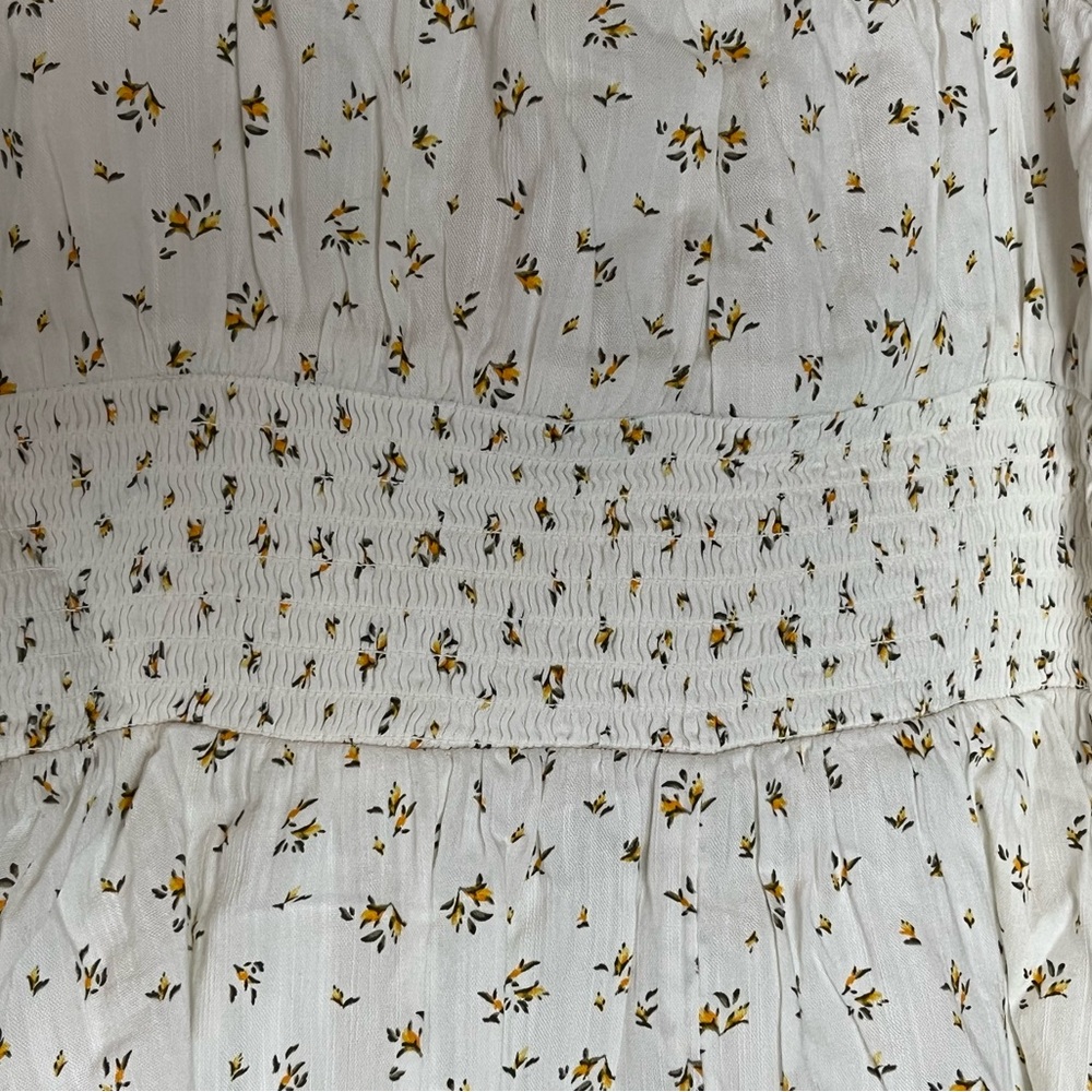 Nordstrom BP Ivory Dress with Puff Sleeves and Detailed Floral Bursts Juniors L - Picture 6 of 16